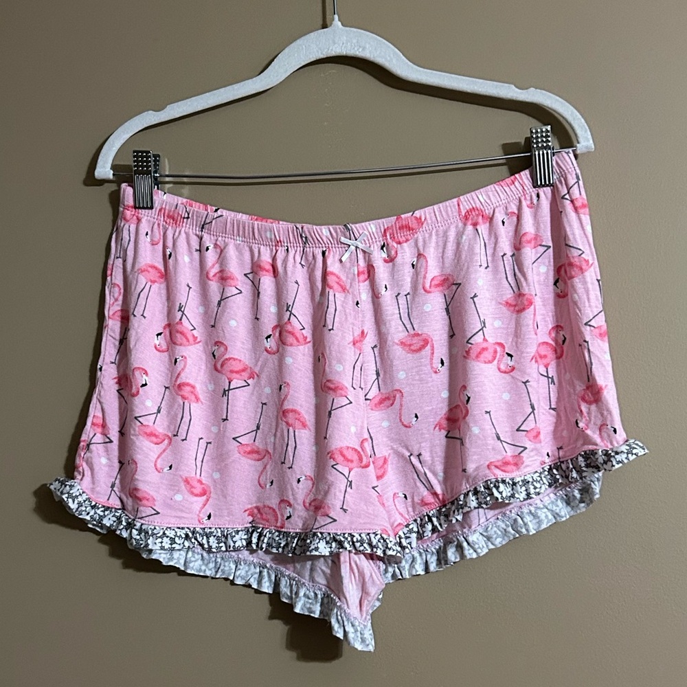 Pink Flamingo Print Women's Pajama Shorts